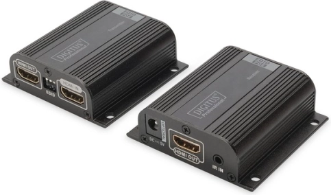 HDMI extender over network cable up to 50 m, 1080p 60 Hz, EDID, HDMI Loop Out, IR, PoC
