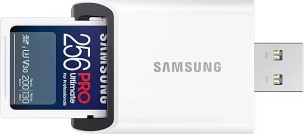 Carte mémoire Samsung PRO Ultimate SD 256 Go avec lecteur USB