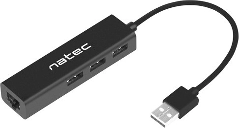USB-Hub NATEC Dragonfly mit 3× USB 2.0 und RJ45