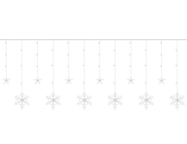 LED gekleurde gordijn met sneeuwvlokken en sterren - 5 m, 138 LED