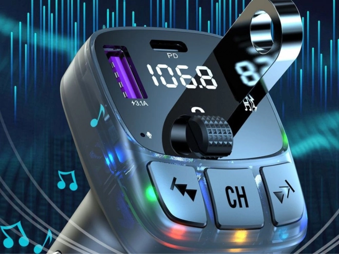 Auto Bluetooth FM Transmitter mit USB-C und USB-A Schnellladung