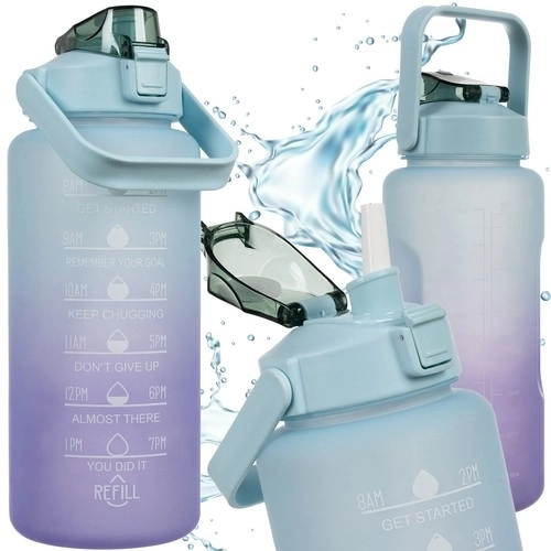 Motivierende Trinkflasche 2L Violett-Blau