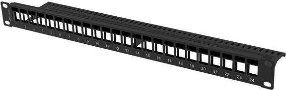 Leeres Patchpanel 24 Ports 1U 19" schwarz für Keystone-Module