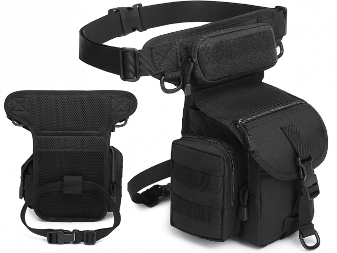 Sacoche de cuisse tactique avec sangle ventrale, déperlante, 6 poches