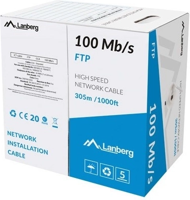 LAN cable FTP 100 Mb/s 305 m CCA, gray