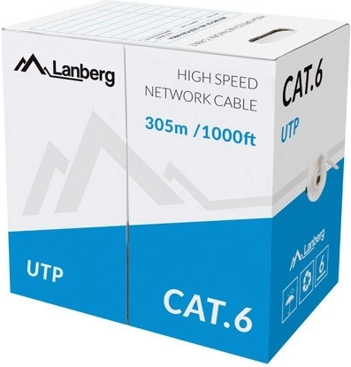 Netwerkkabel UTP Cat.6, koperen ader, 305 m, grijs