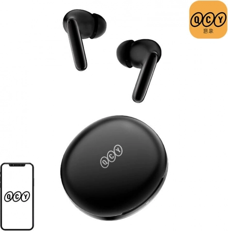 Écouteurs intra-auriculaires sans fil QCY T13 ANC2 avec réduction active du bruit, noir