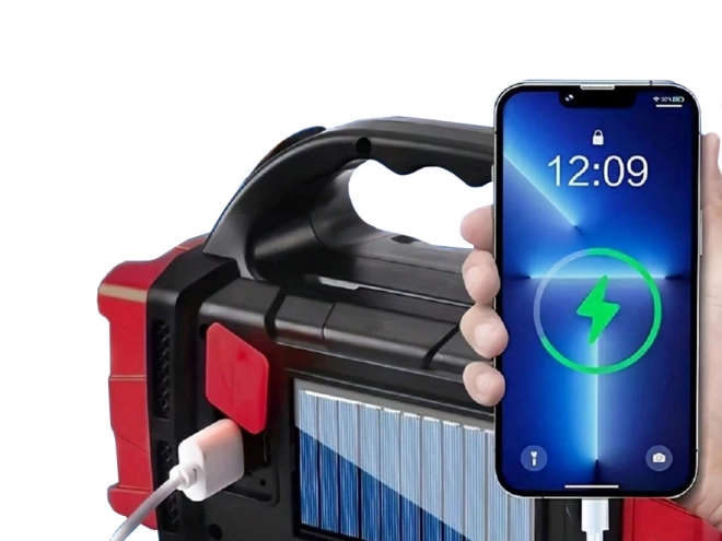 Zonne-energie draagbare LED zaklamp met powerbank
