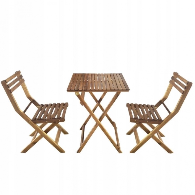 Wooden Garden Furniture Set from Acacia Wood - Table and 2 Chairs