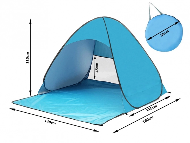 Zelfvouwende strandtent met UV-bescherming