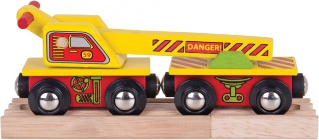 Holzwaggon mit Kran BIGJIGS RAIL