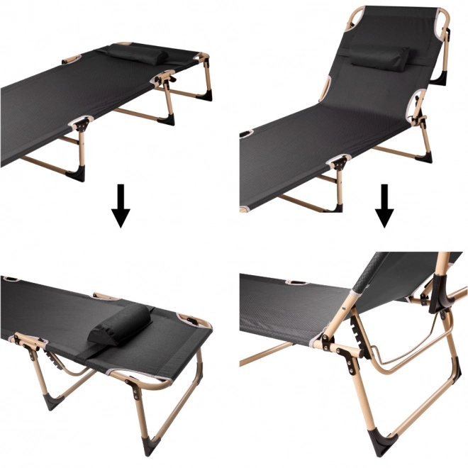 Klapptouristenbett mit Kissen 193 cm Schwarz