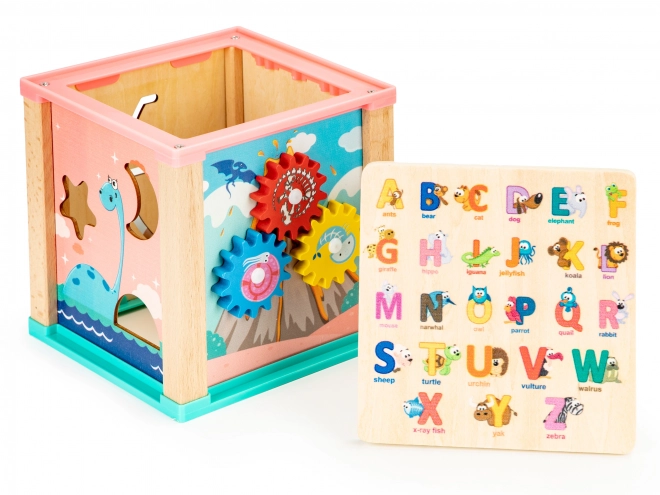 Houten educatieve kubus dino ECOTOYS
