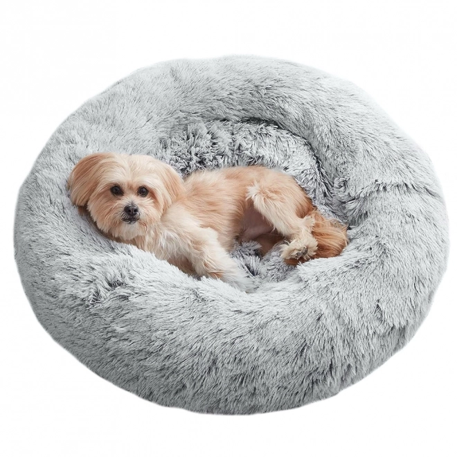 Fluffy cat bed soft couch cushion 80 cm – light grey