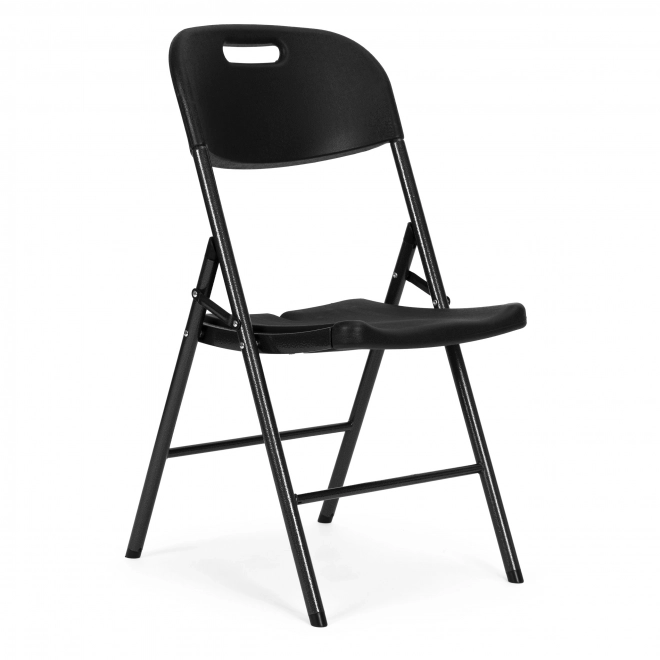 Set of 2 Folding Chairs ModernHome, Metal Frame, HDPE, Black