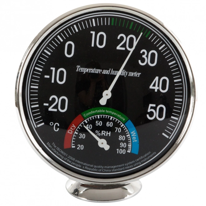 Analoge binnen hygrometer en thermometer zwart