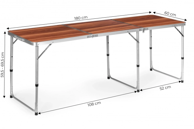 Opvouwbare kampeertafel 180 x 60 cm bruin