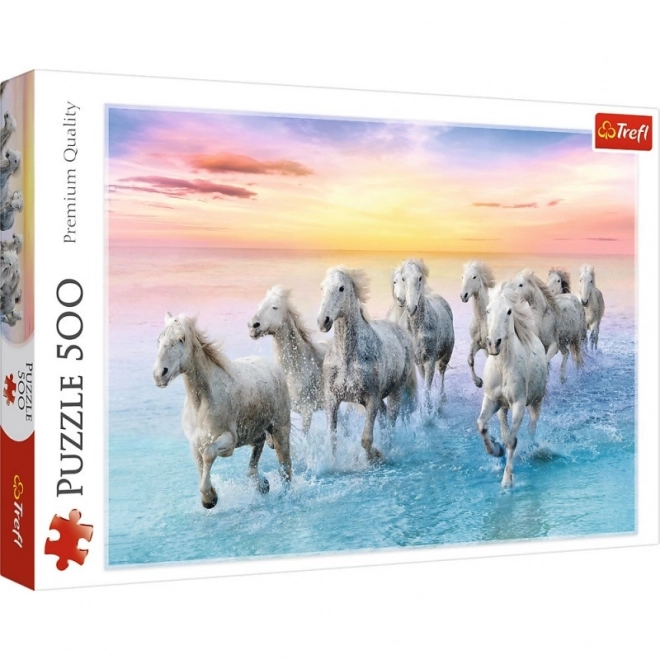 Puzzel 500 stukjes Witte paarden in galop Trefl
