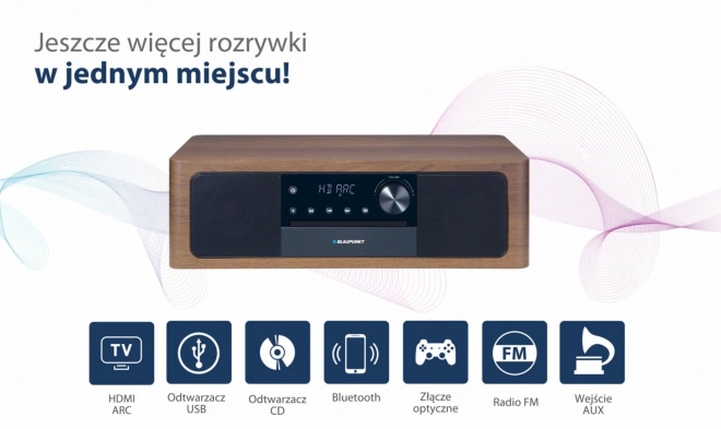 Alles-in-één Bluetooth, HDMI ARC, optische invoer CD/MP3/USB/AUX Klok/Alarm Microfoon