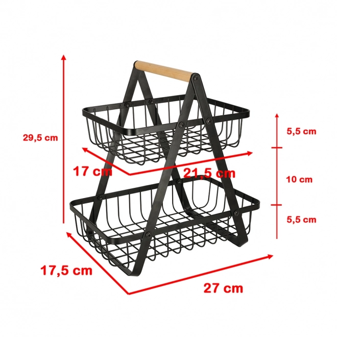 Two-tier Fruit Basket Metal and Wood