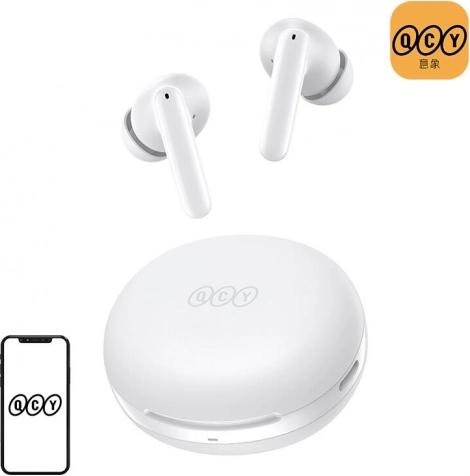 Écouteurs intra-auriculaires sans fil QCY T13 ANC2 avec réduction de bruit active, blanc