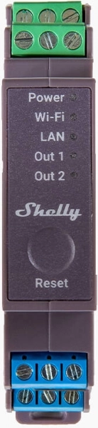 Two-channel Relay Shelly Pro 2 for DIN Rail with WiFi and LAN