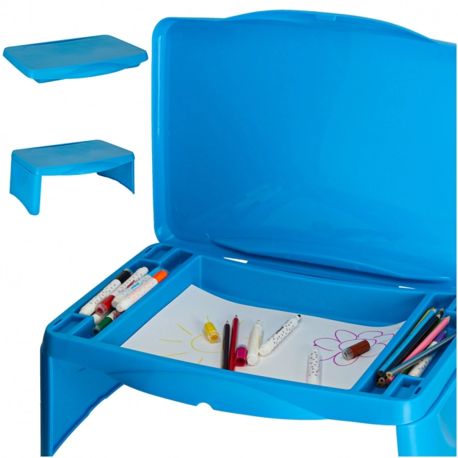 Kinder tafel voor auto met opbergruimte blauw
