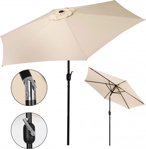 Garden tilting parasol with crank 270 cm beige MultiGarden