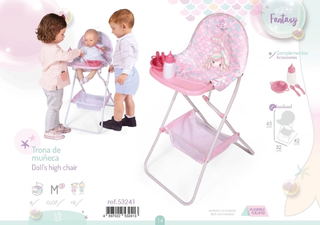 DeCuevas 53241 Opvouwbare Eetstoel voor Poppen met Accessoires Ocean Fantasy 2021