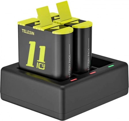 Chargeur Telesin à trois canaux avec 2 batteries pour GoPro HERO 9/10/11/12
