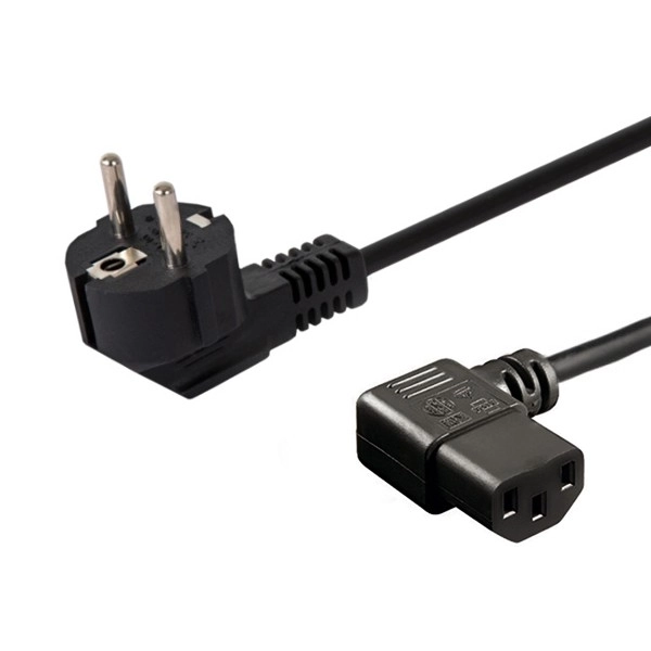 Voedingskabel Schuko (M) gehoekt - IEC C13 gehoekt 1,8 m