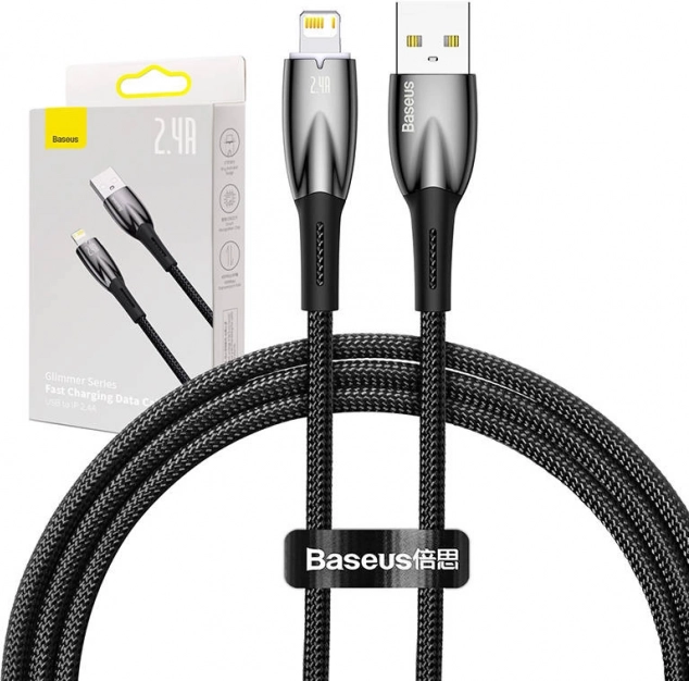 USB Cable for Lightning Baseus Glimmer 2.4 A 1 m Black