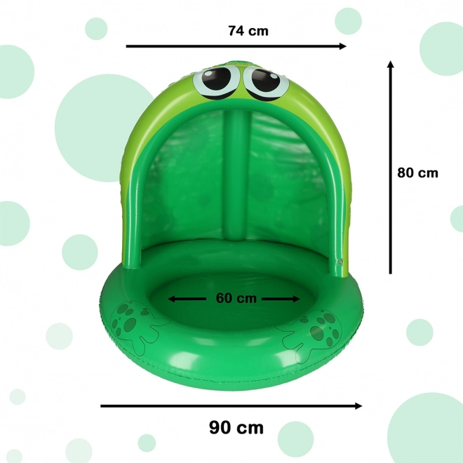 Kinder opblaasbaar zwembad met afdak in de vorm van een kikker