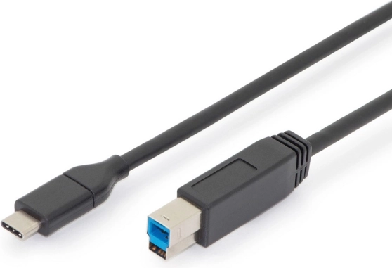 USB 3.0 connecting cable Type‑C to B, SuperSpeed 5 Gbps, Power Delivery, 1.8 m, black