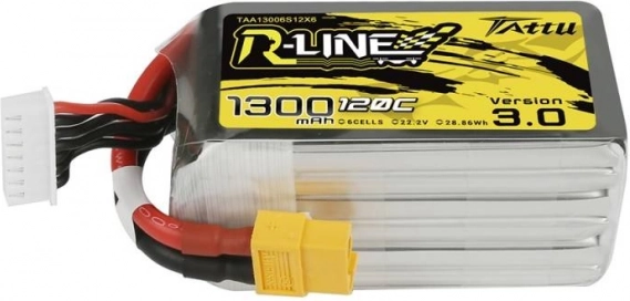 tattu r-line 3.0 lipo batterij 1300 mah 22,2 v 120c 6s xt60