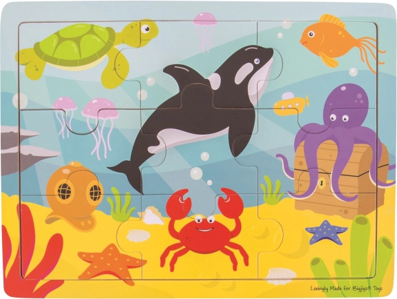 Houten puzzel met zeedieren voor kinderen