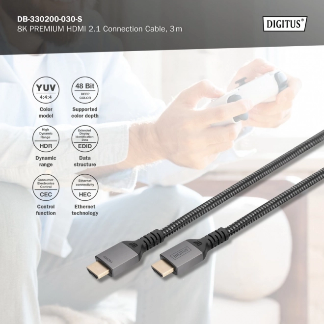 HDMI Kabel 2.1 Ultra HighSpeed 8K UHD 3m zwart