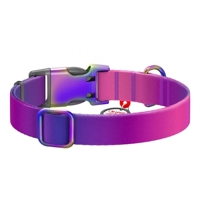 Nylon hondenhalsband met QR-code WAUDOG paars