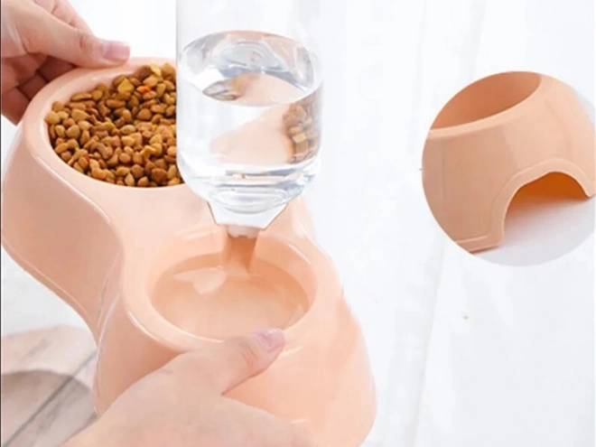 Doppelschüssel mit Wasserspender für Hunde und Katzen