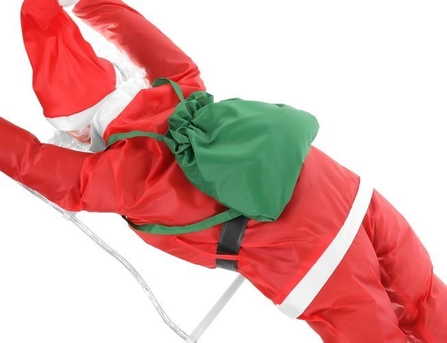 Weihnachtsmann auf LED-Leiter – mehrfarbig, 120 cm