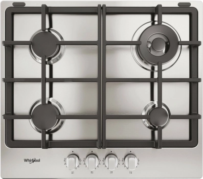 Whirlpool 60 cm Gas Hob with 4 Burners and Cast-Iron Grates