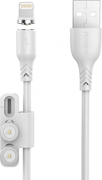Magnetische 3‑in‑1 oplaadkabel FONENG X62, USB naar USB‑C / Lightning / Micro USB, 1 m, wit