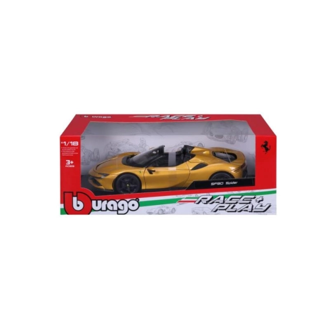 Bburago Ferrari SF90 Spider op schaal 1:18 - geel