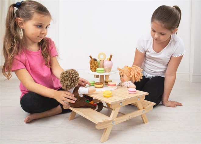 Houten picknickbankje voor poppen Bigjigs Toys