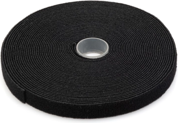 Selbstklebender Klettverschluss für Kabelbündel 15 mm, 10 m, schwarz