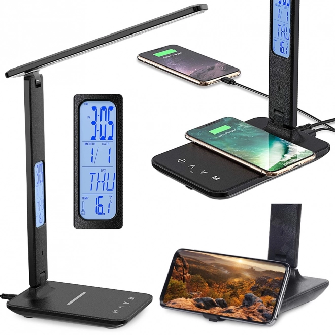 LED Desk Lamp with Qi Charger and USB