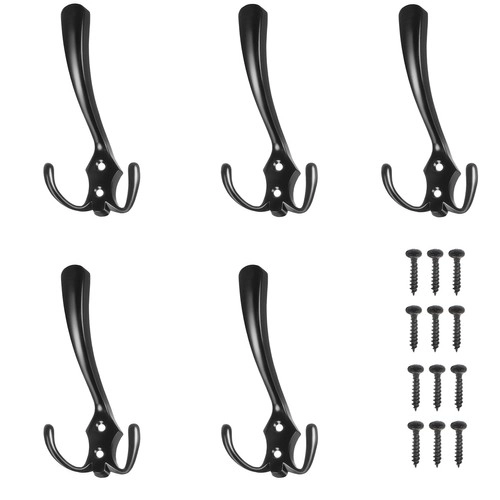 zwarte wandhaken - set van 5 stuks