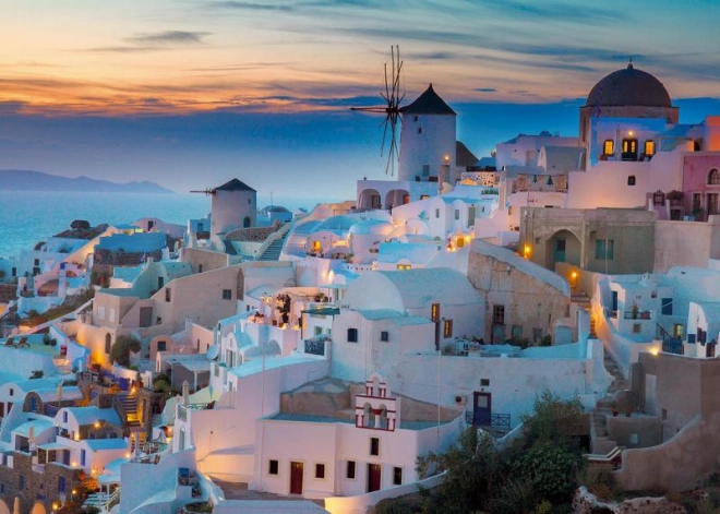 Scenische weergave van Santorini