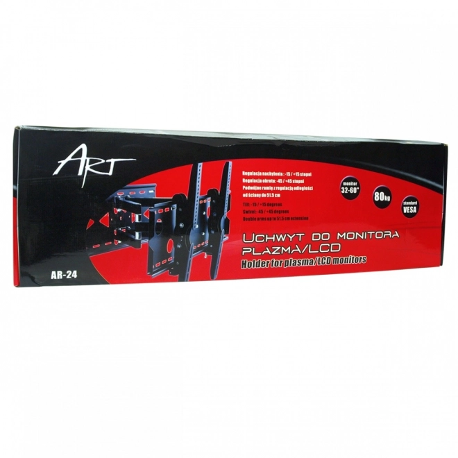 Wall mount for TV 32-100 inches, black metal, with a load capacity of 100 kg