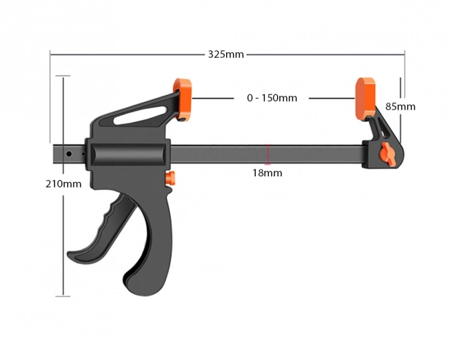 Timmerklem met eenhandige handgreep 205 mm